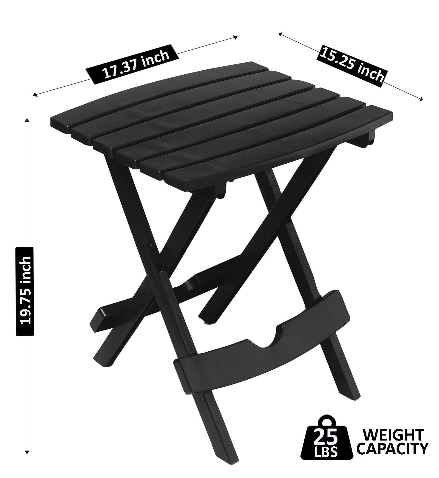 Adams Quik-Fold® Side Table black folded for storage