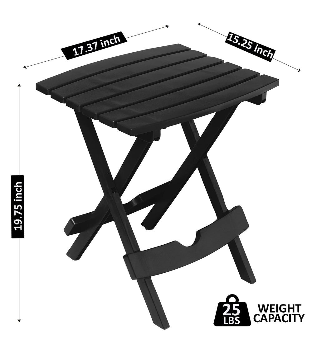 Adams Quik-Fold® Side Table black folded for storage