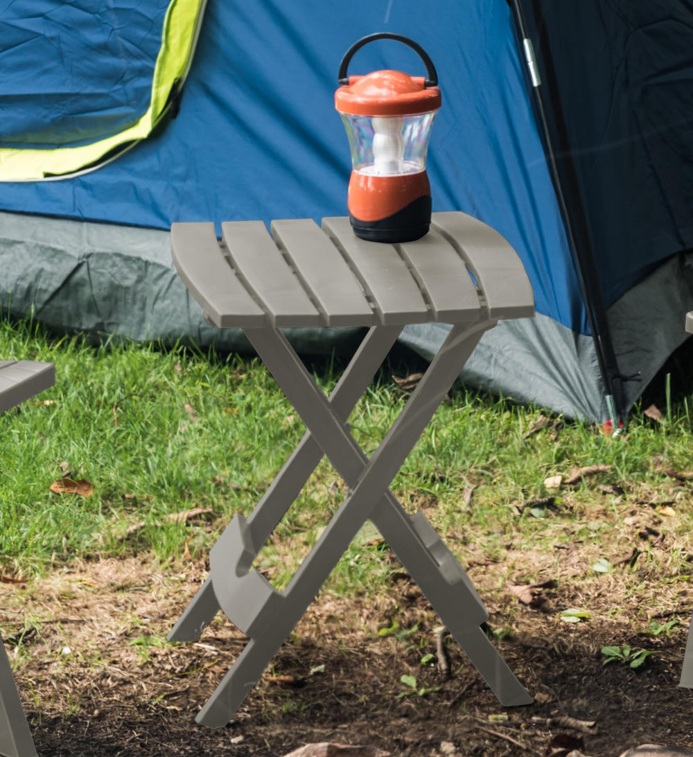 Adams Quik-Fold® Side Table grey with snacks and drinks