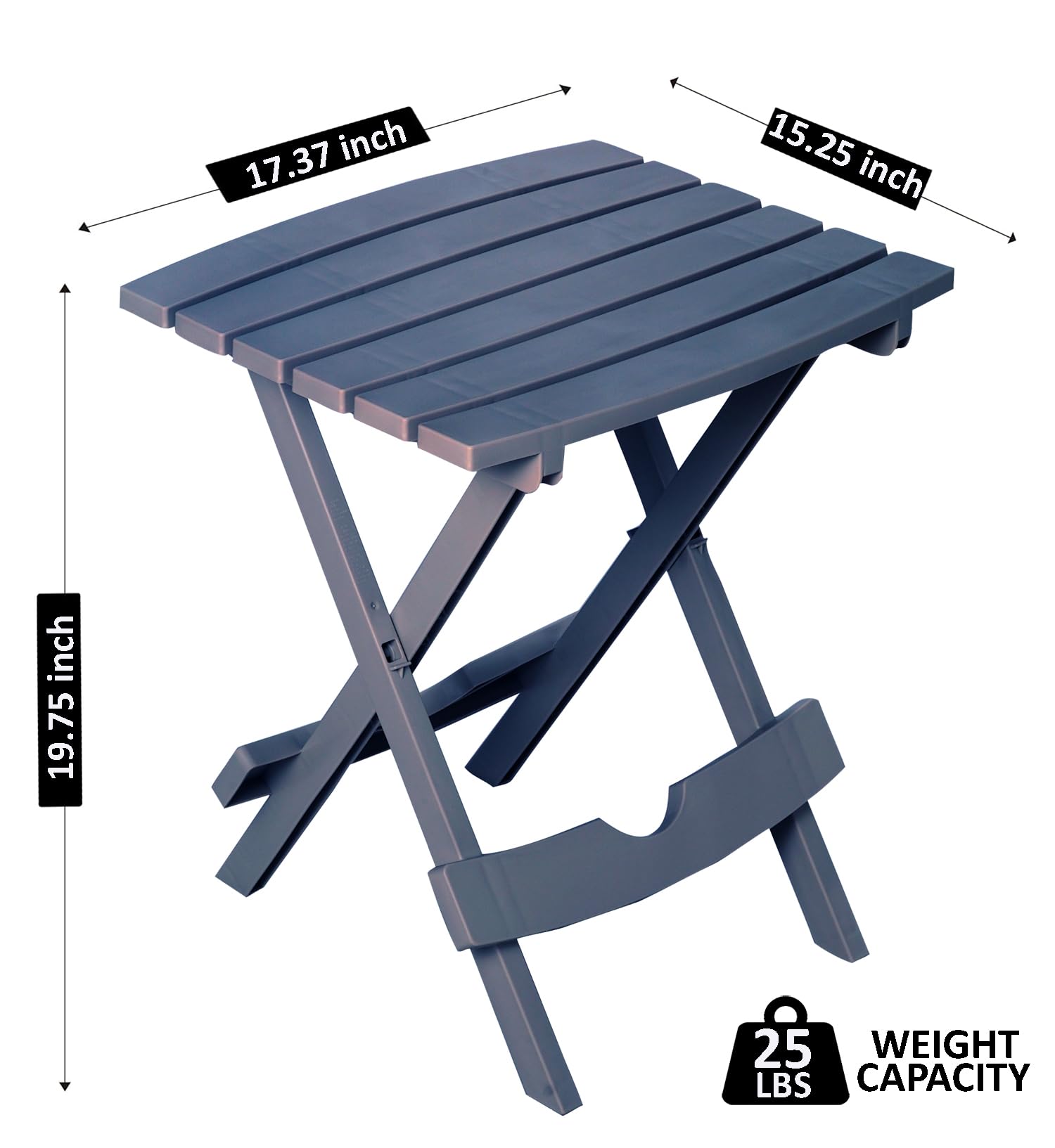 Adams Quik-Fold® Side Table in Bluestone, folded flat for storage