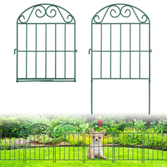 ADAVIN Collapsible Garden Fencing 24 inch high, green panel front view