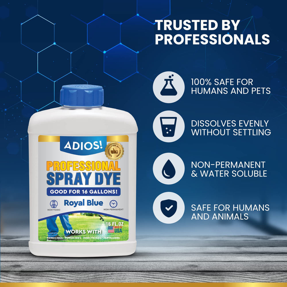 ADIOS! Blue Herbicide Dye mixed in a spray bottle