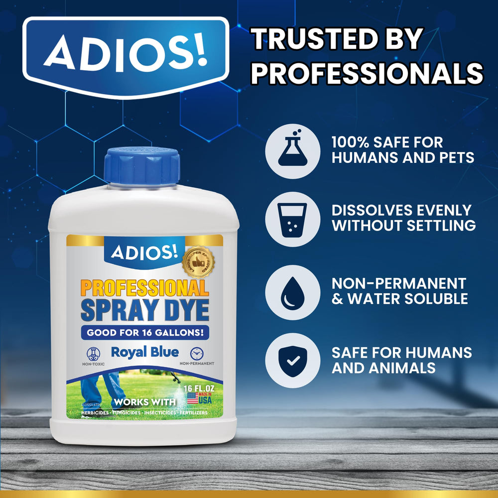 ADIOS! Blue Herbicide Lawn Dye 32oz in a garden setting