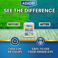ADIOS! Blue Herbicide Lawn Dye 32oz with mixing instructions