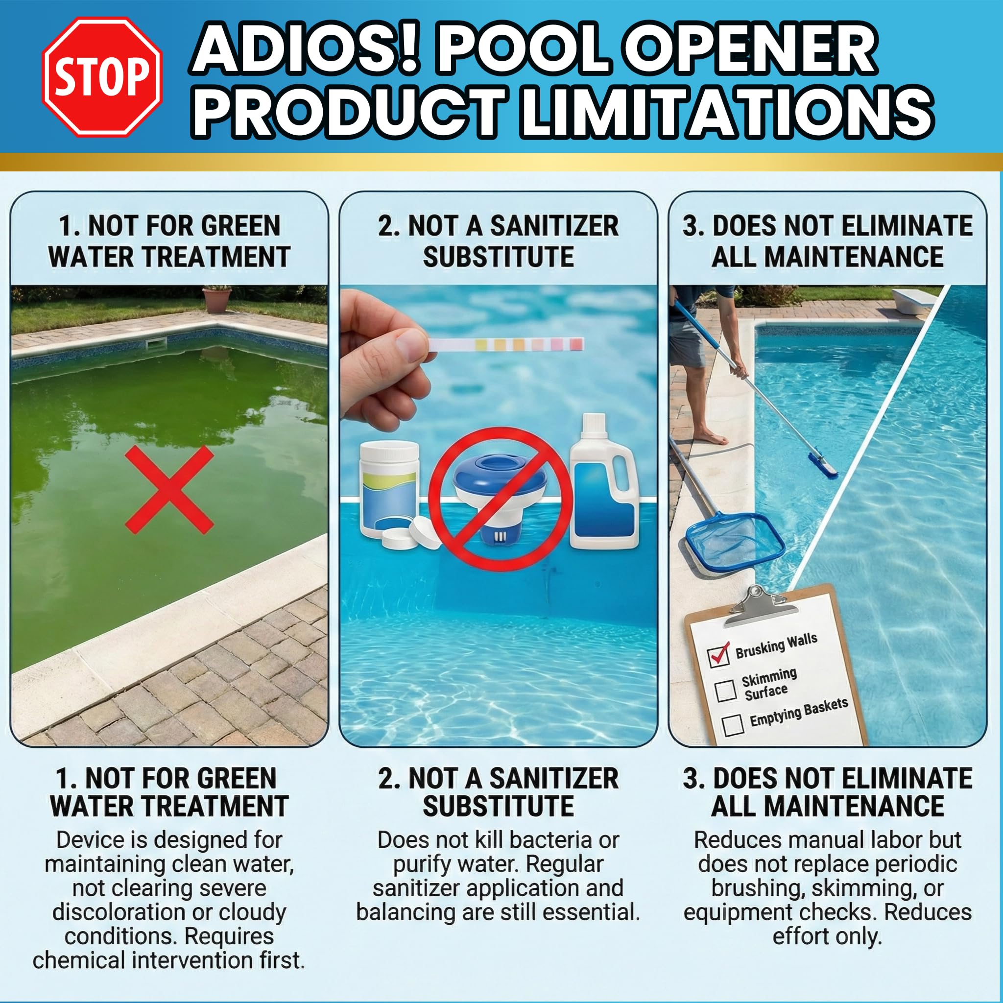 ADIOS! Pool Opener 32oz bottle with measuring cap