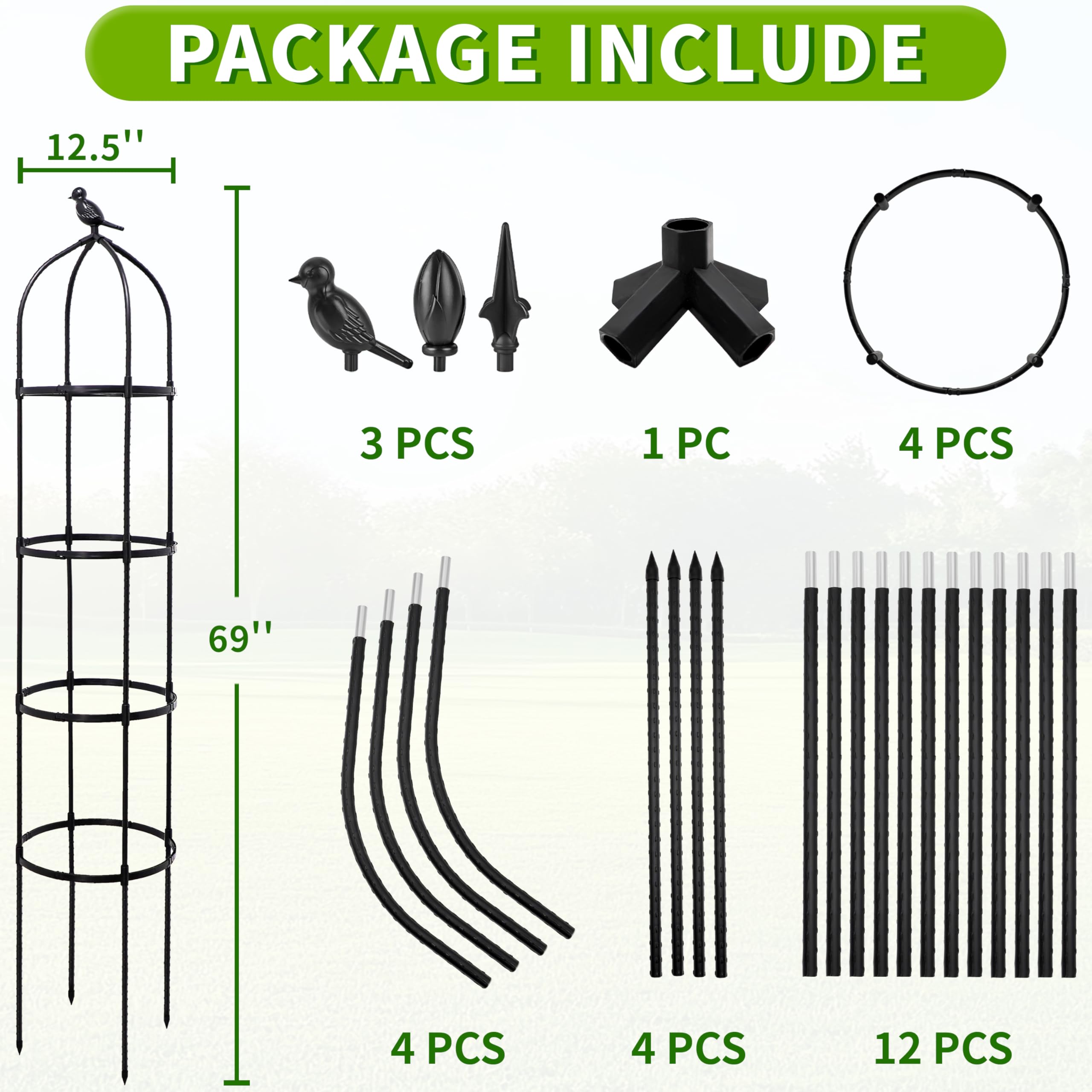 Adjustable 4-tier trellis for climbing plants in garden