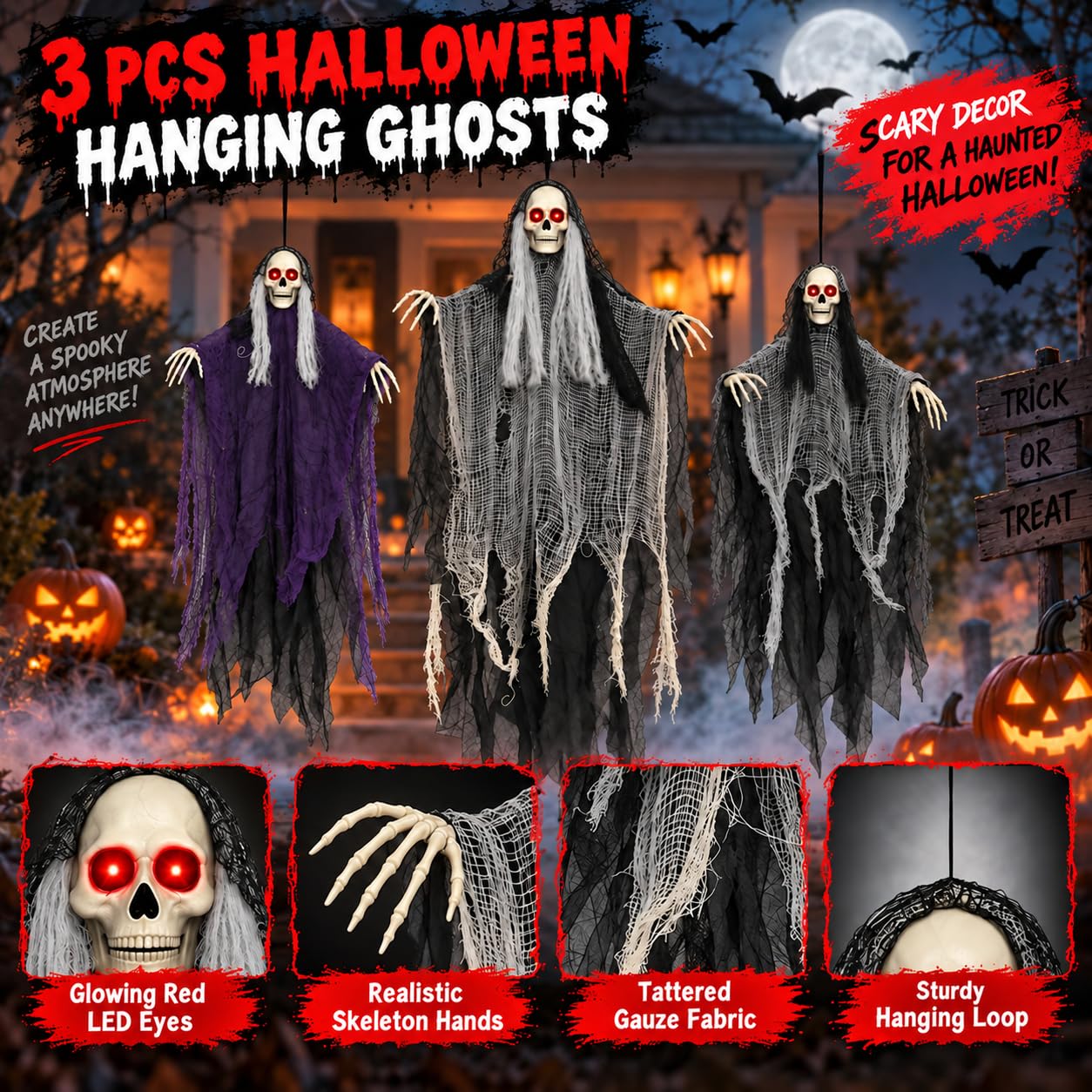 Adjustable arms of the BDHN Halloween ghost decorations