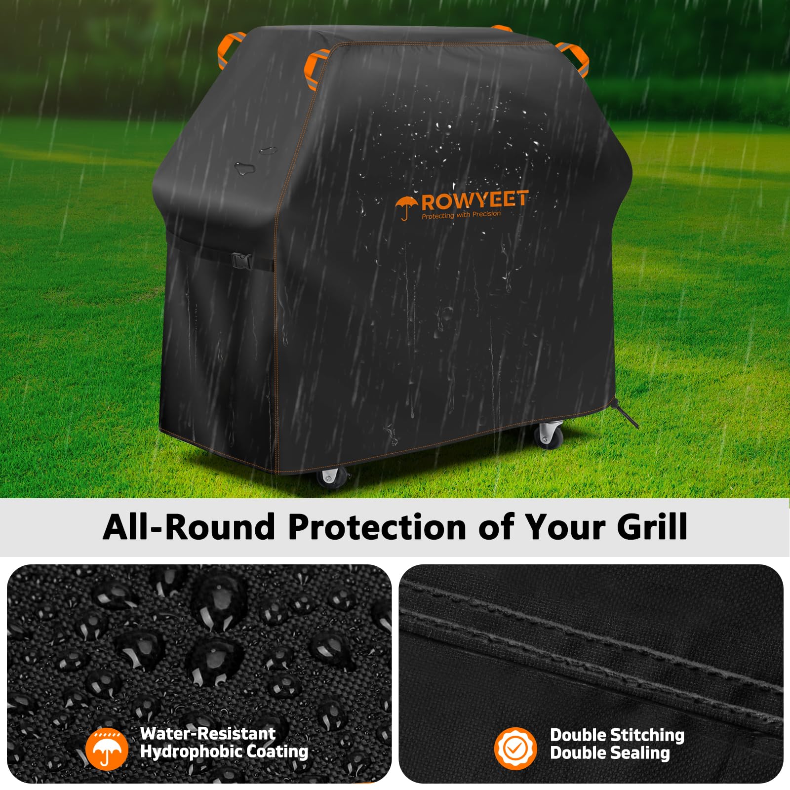 Adjustable buckles on ROWYEET Grill Cover