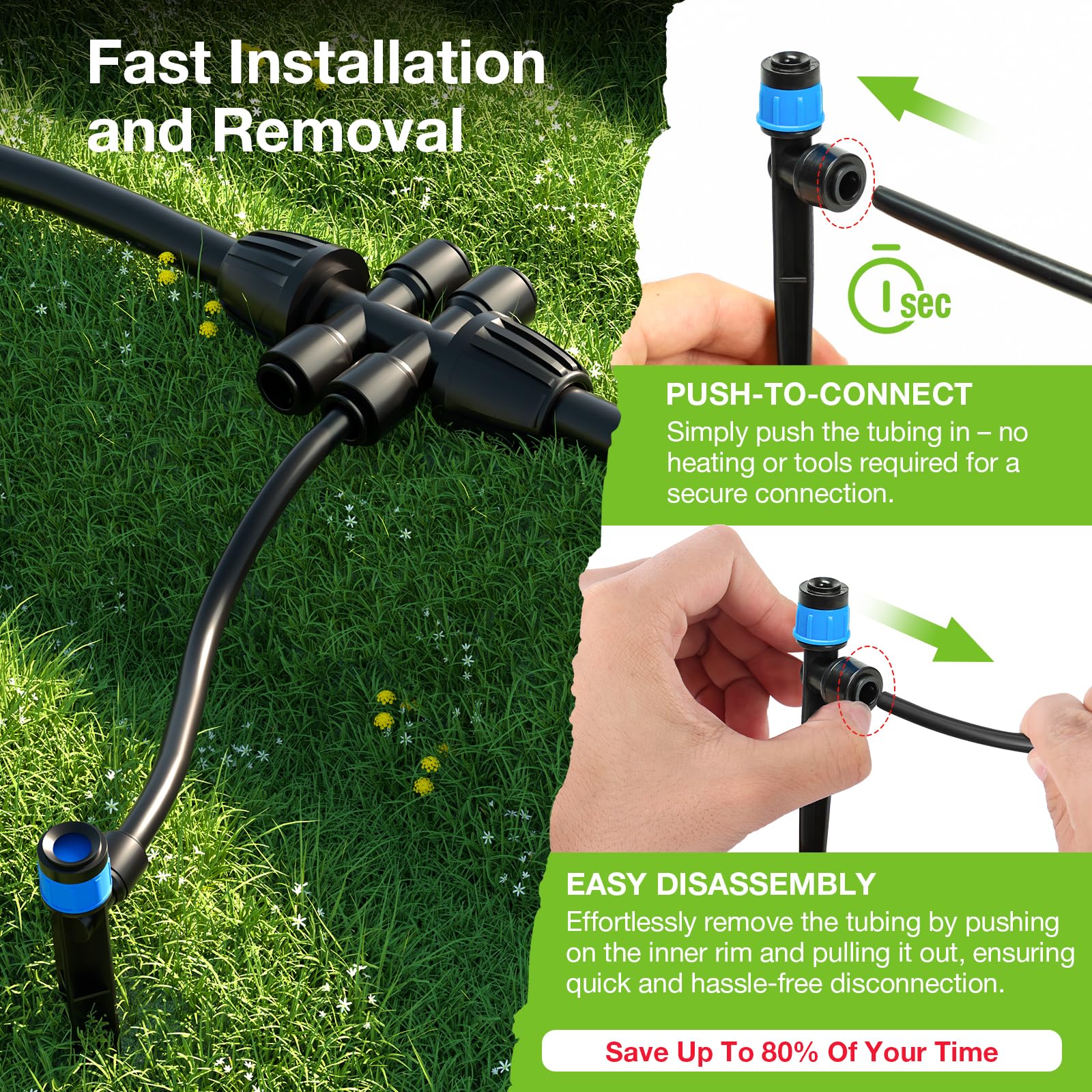 Adjustable drip emitters from the MIXC irrigation kit