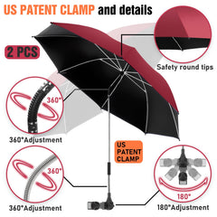 Adjustable features of NBtoUS Chair Umbrella demonstrating 360 degree rotation