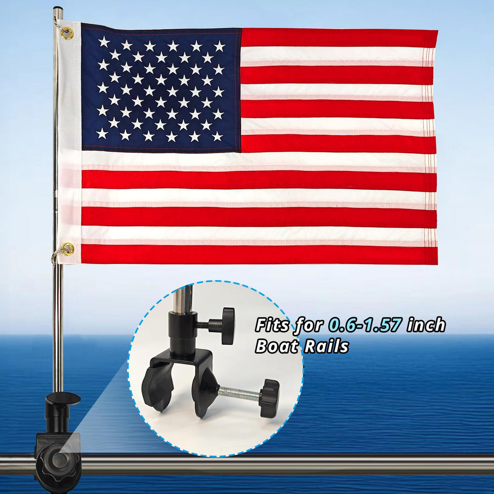 Adjustable flagpole holder for boat flag installation
