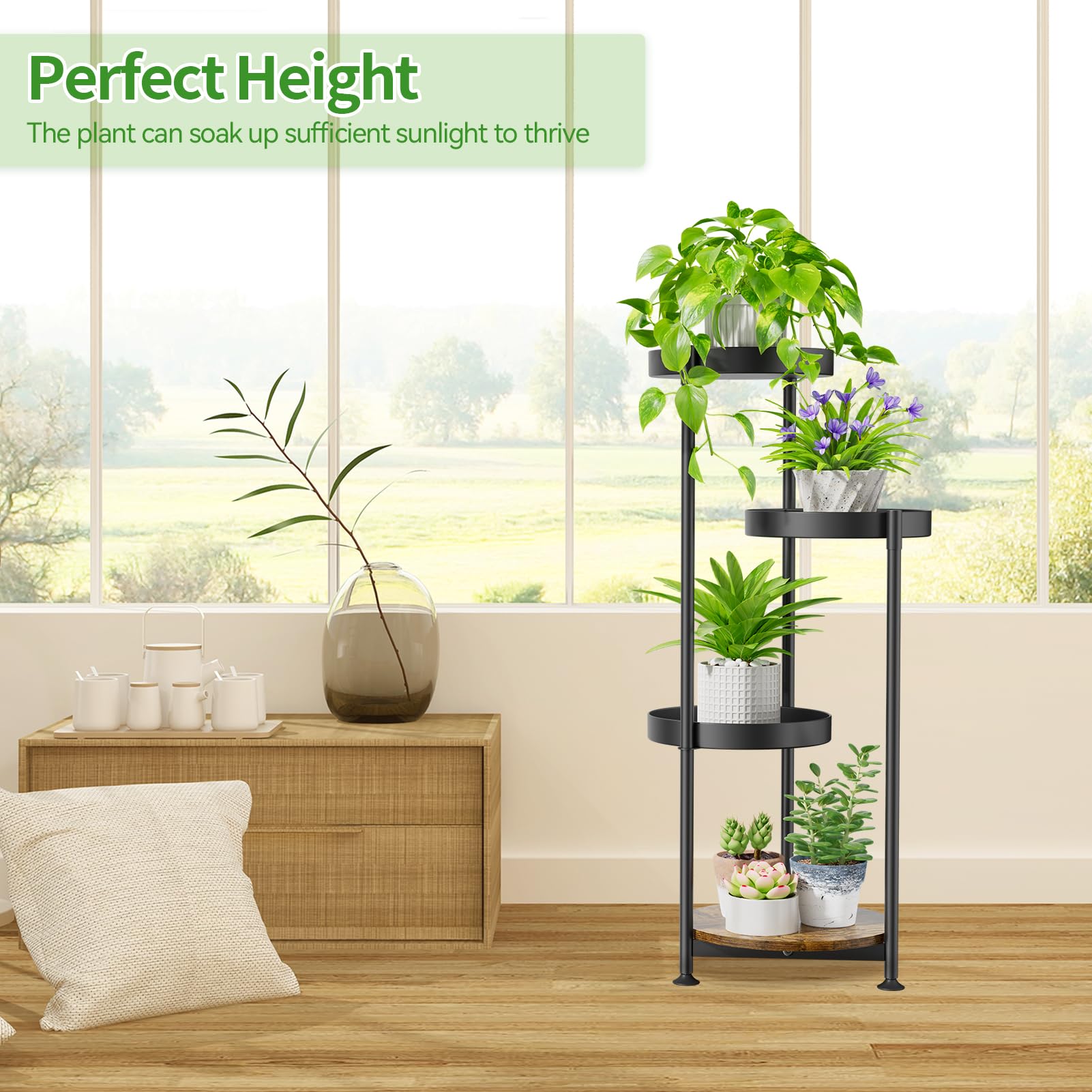 Adjustable foot pads of Oppro Plant Stand for floor protection