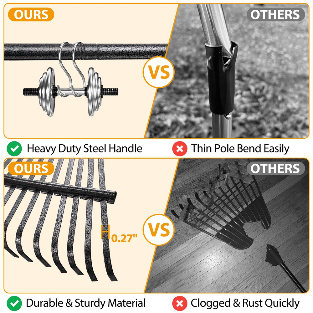 Adjustable handle of Feblomst Garden Leaf Rake extended
