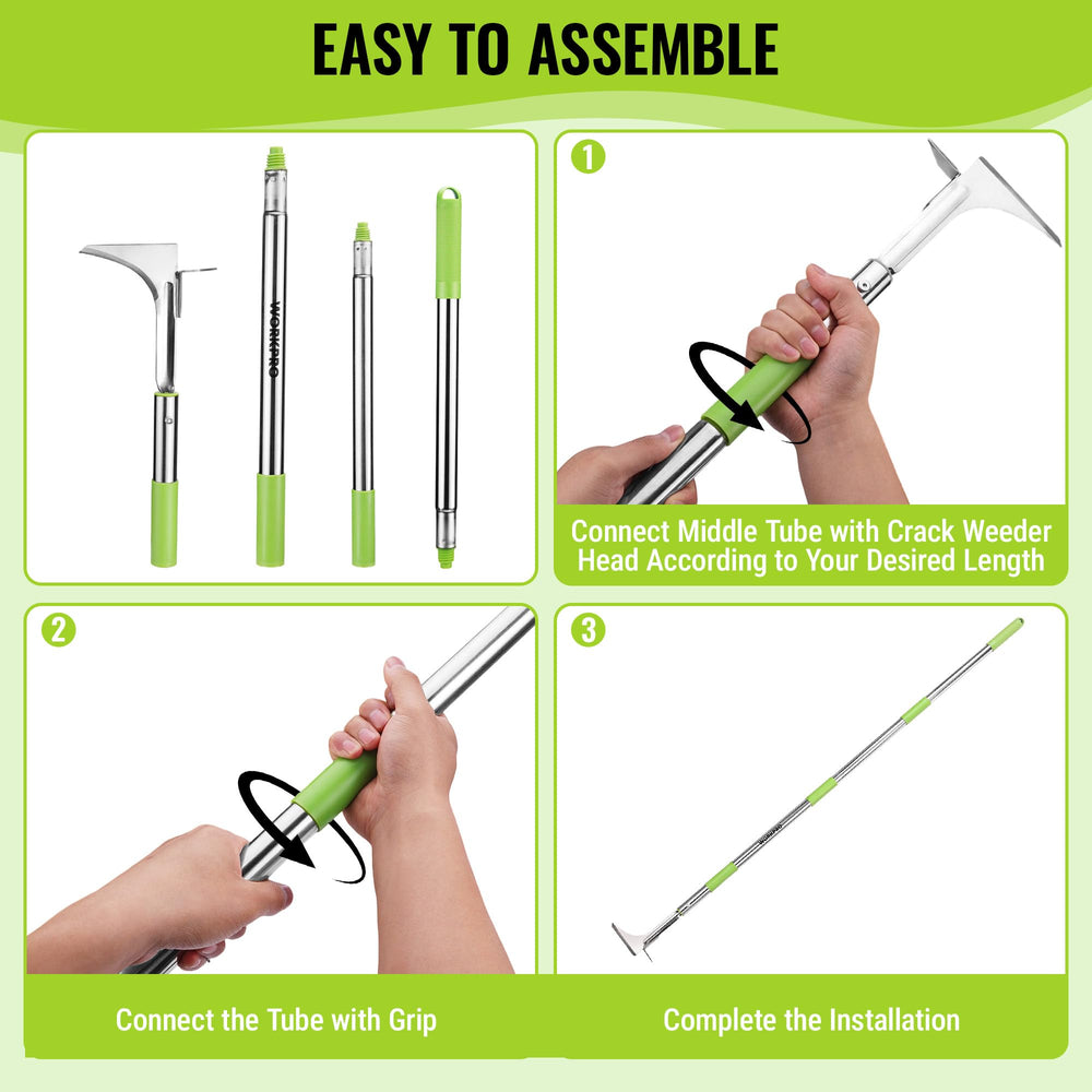 Adjustable handle of WORKPRO Crack Weeder in extended position