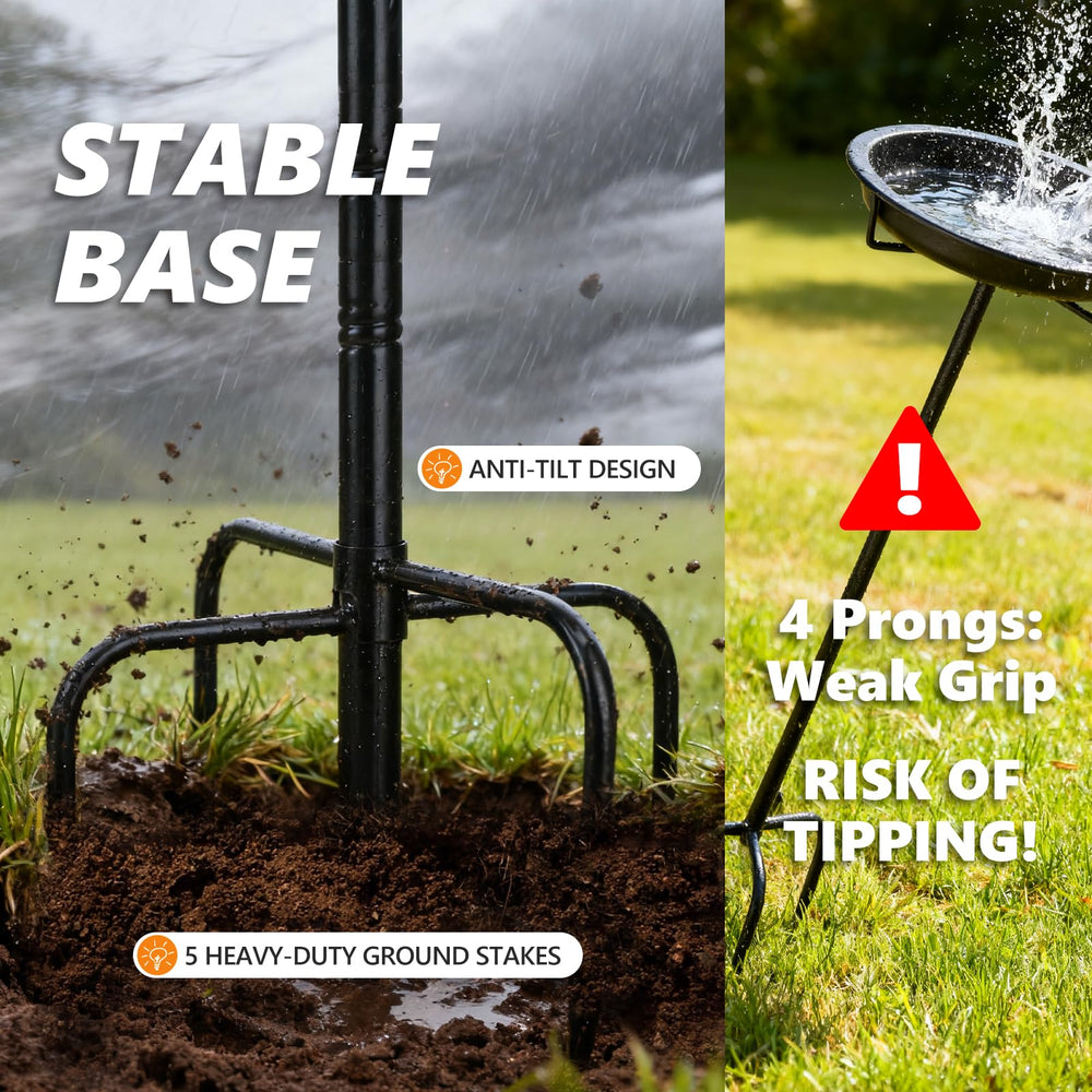 Adjustable height feature of inanil metal bird bath