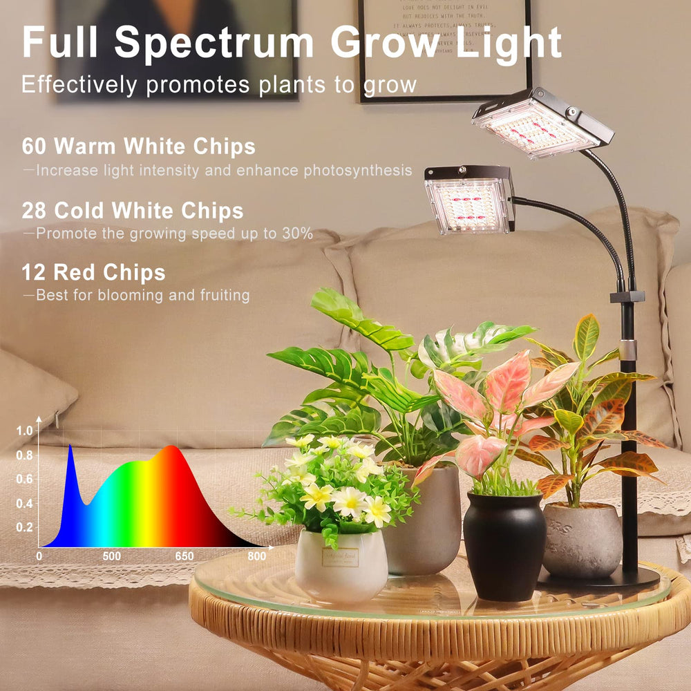 Adjustable height feature of LBW grow light with dual heads