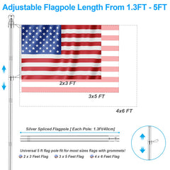 Adjustable height feature of REERON 5FT flag pole