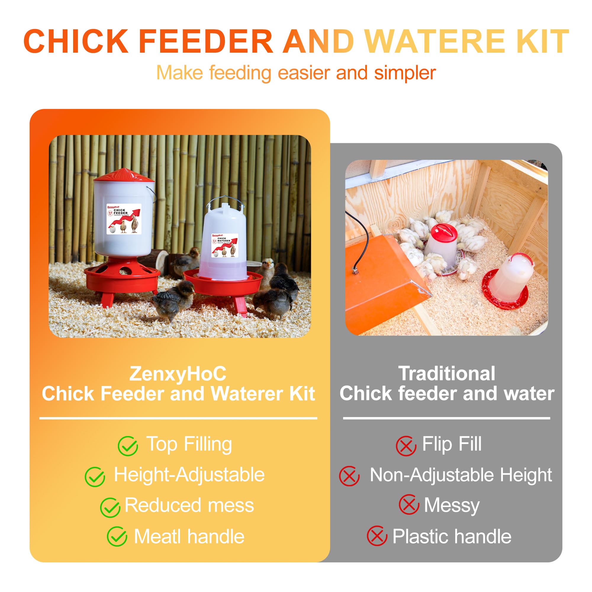 Adjustable height feature of ZenxyHoC feeder and waterer