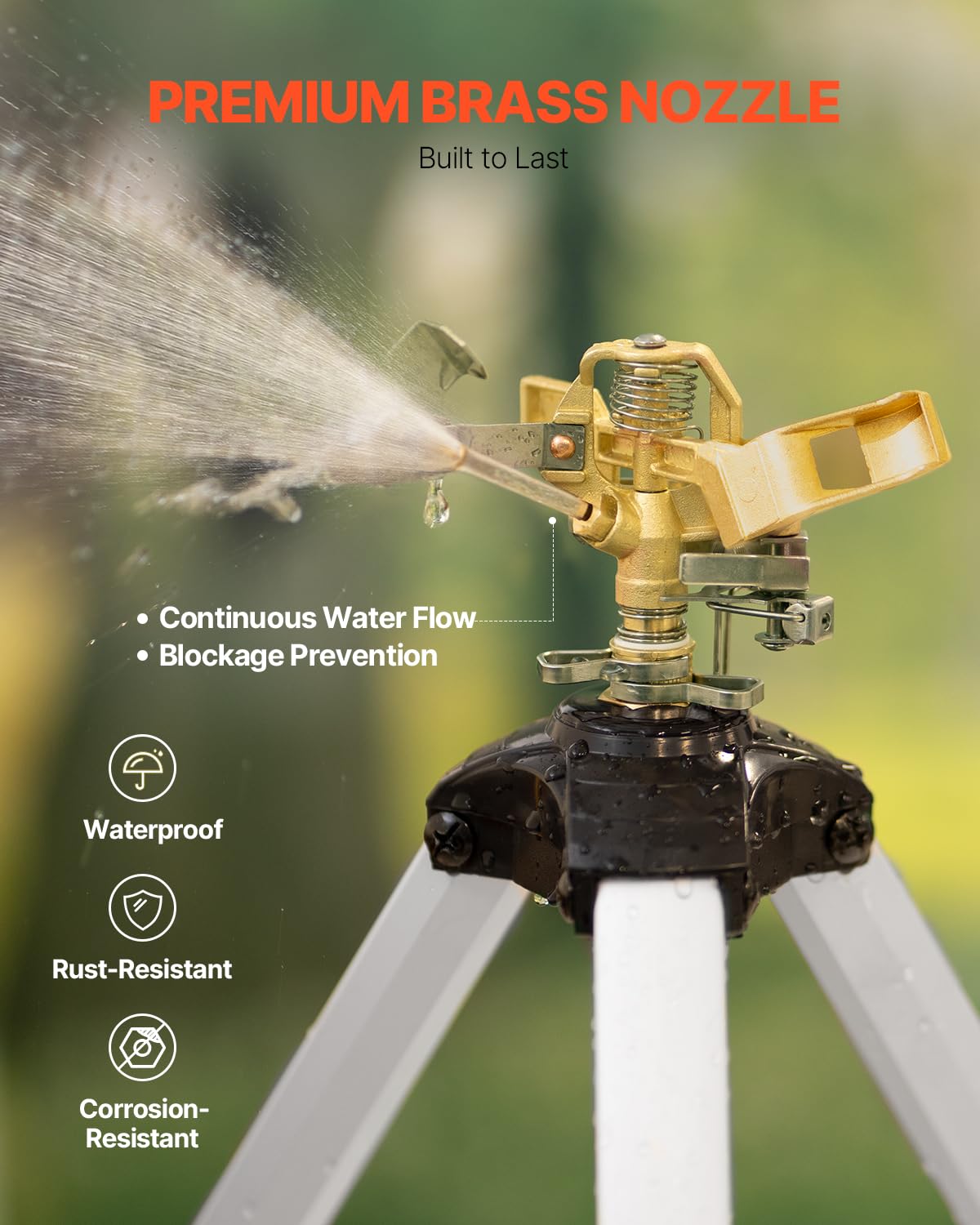 Adjustable height settings of VEVOR Tripod Sprinkler