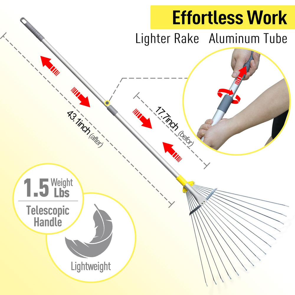 Adjustable metal handle of Jardineer Rake extended