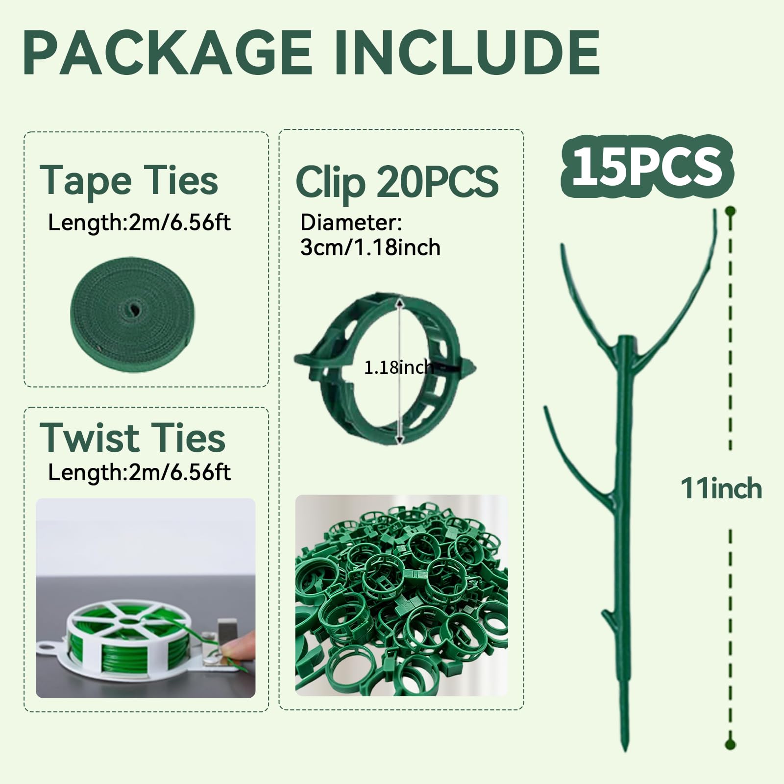 Adjustable plant support poles stacked up to 38 inches for climbing plants