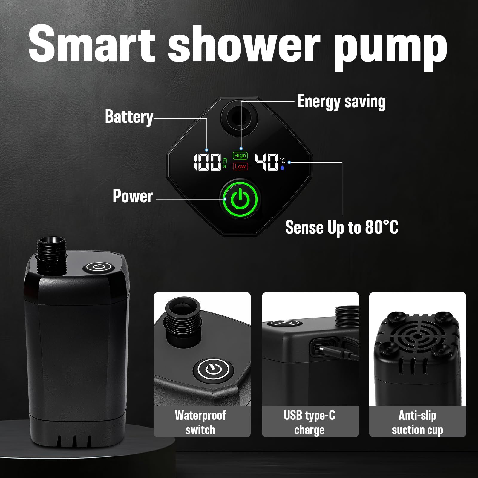 Adjustable shower head with four spray modes