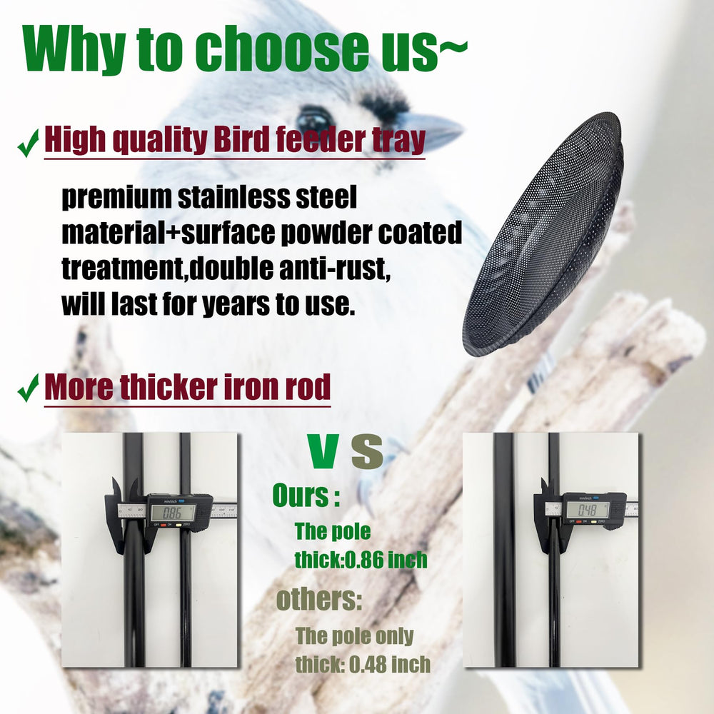 Adjustable stand pole of the CQAIRIOU bird feeder in three height settings