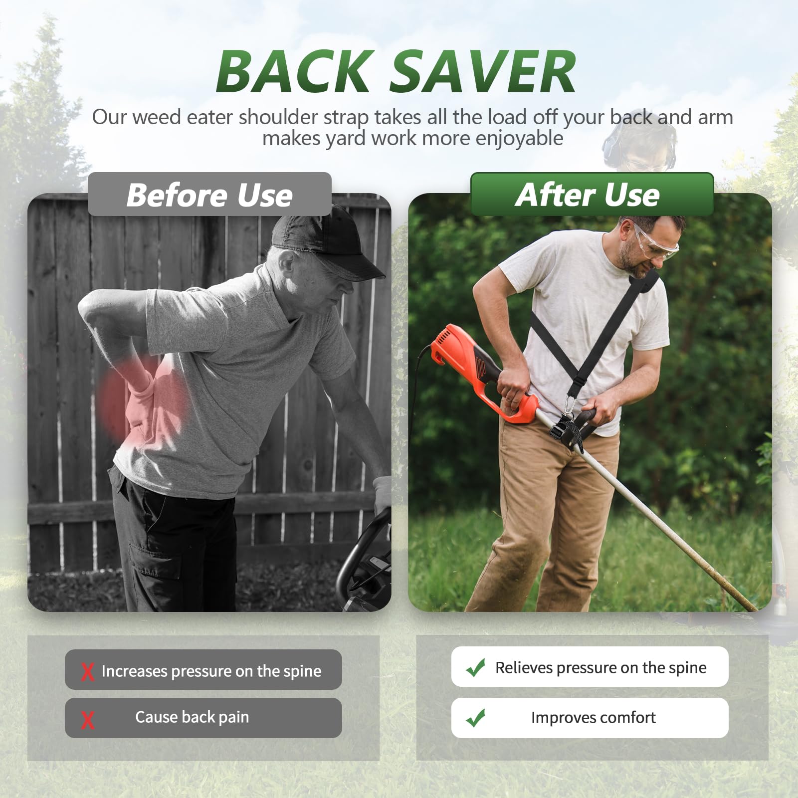 Adjustable strap length of Tecreddy Weed Eater Shoulder Strap