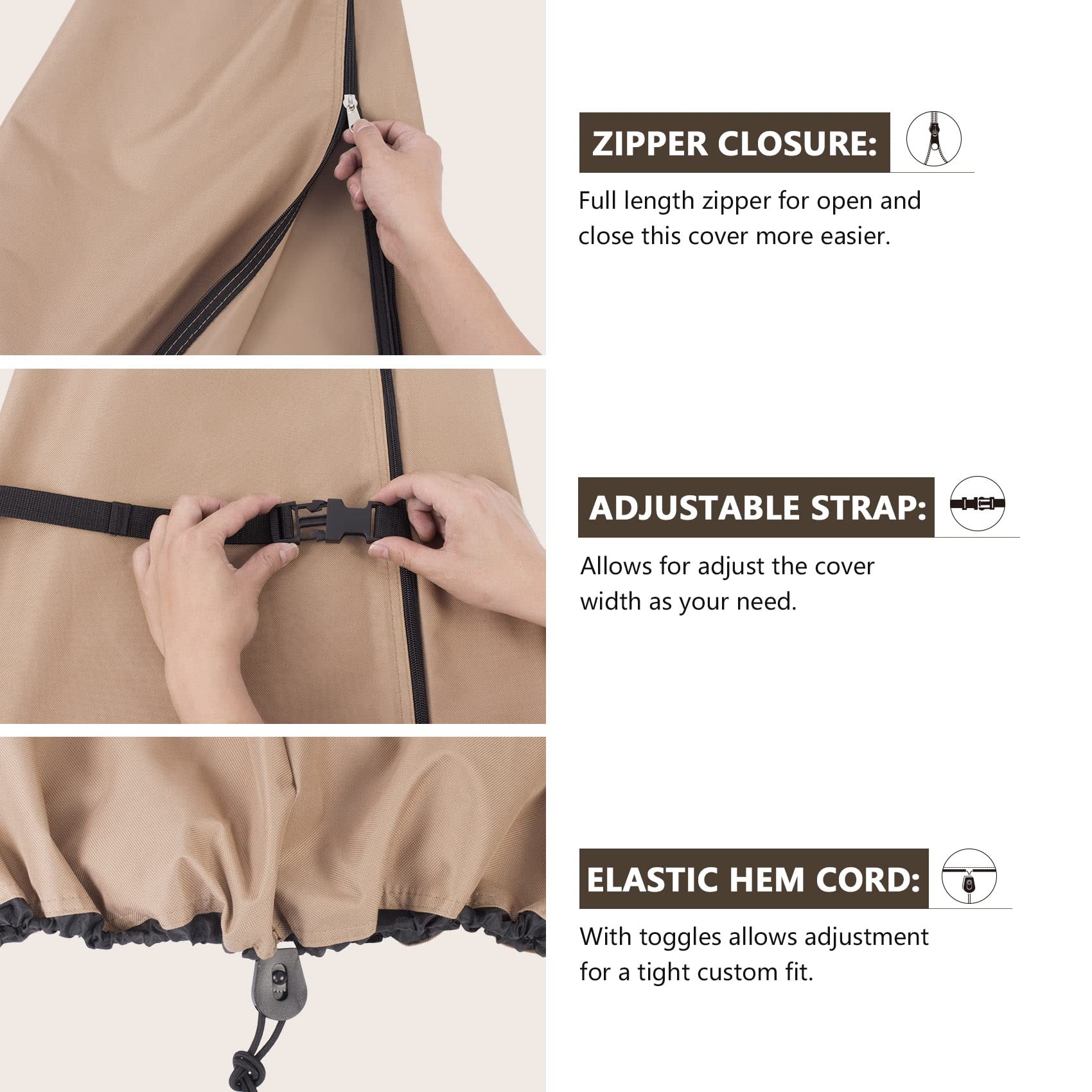Adjustable straps on ULTCOVER patio umbrella cover