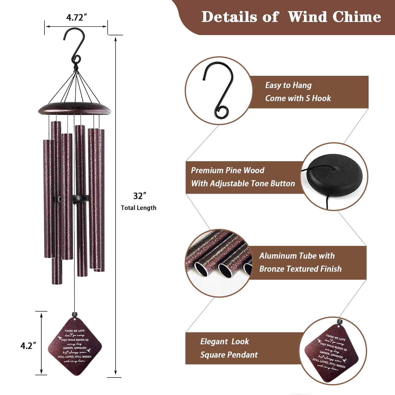 Adjustable striker for different tones on wind chimes