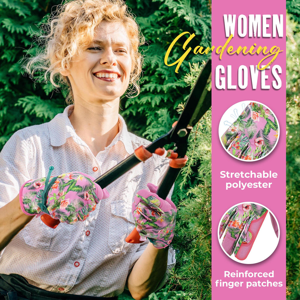 Adjustable wrist strap of HANDLANDY Gardening Gloves, Pink