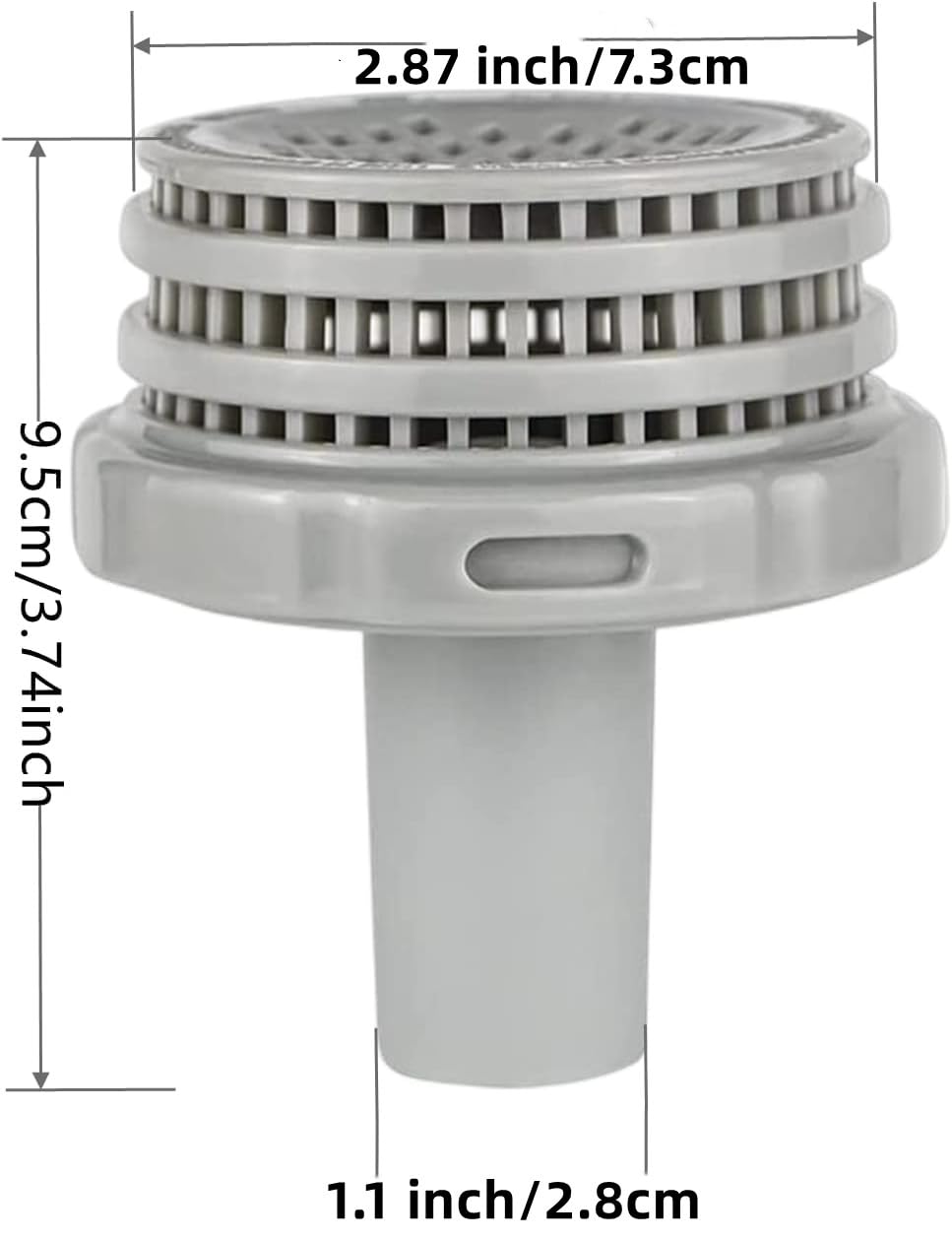 ADKUN pool strainer connectors side view, gray