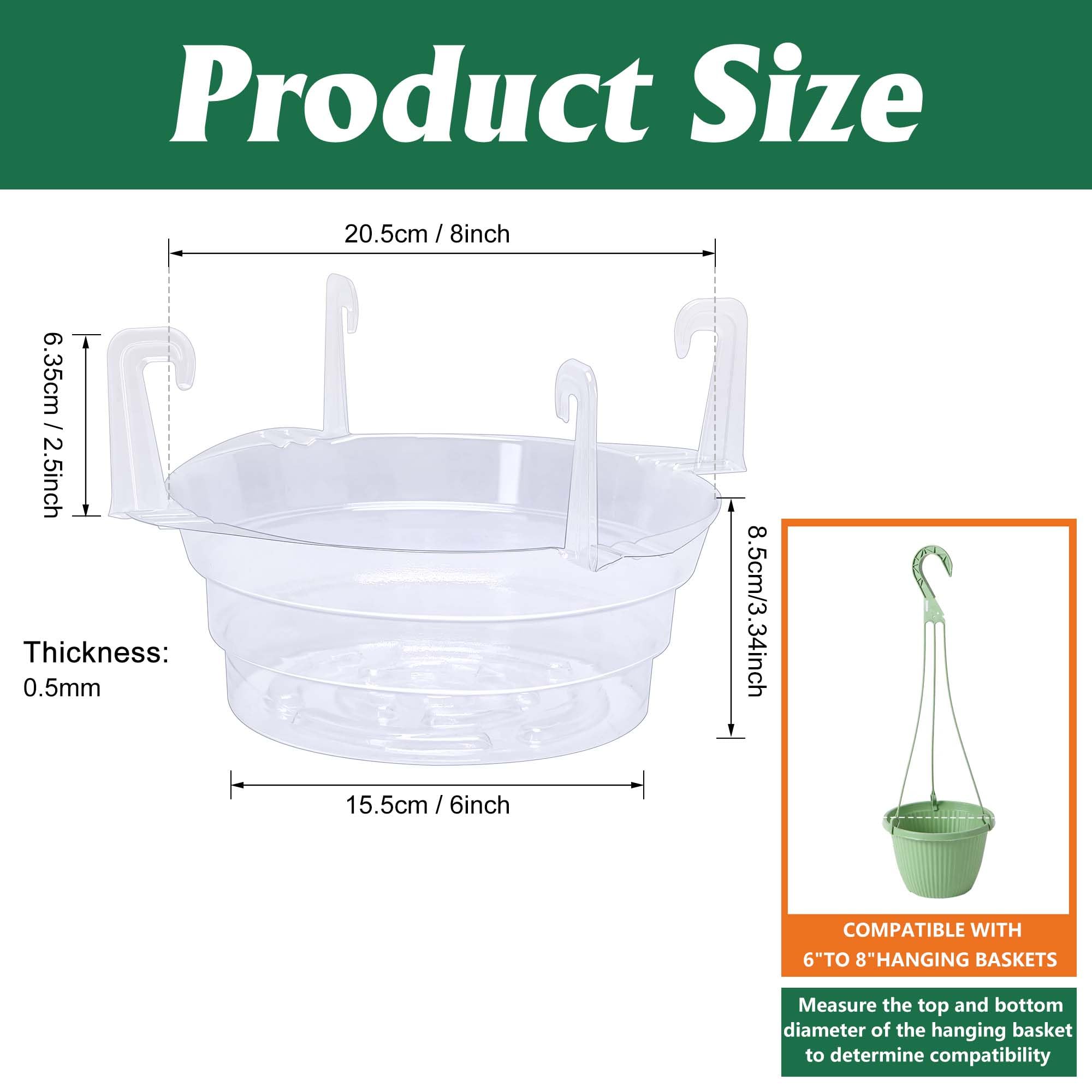 Adnee 8 inch hanging plant water catcher tray side view