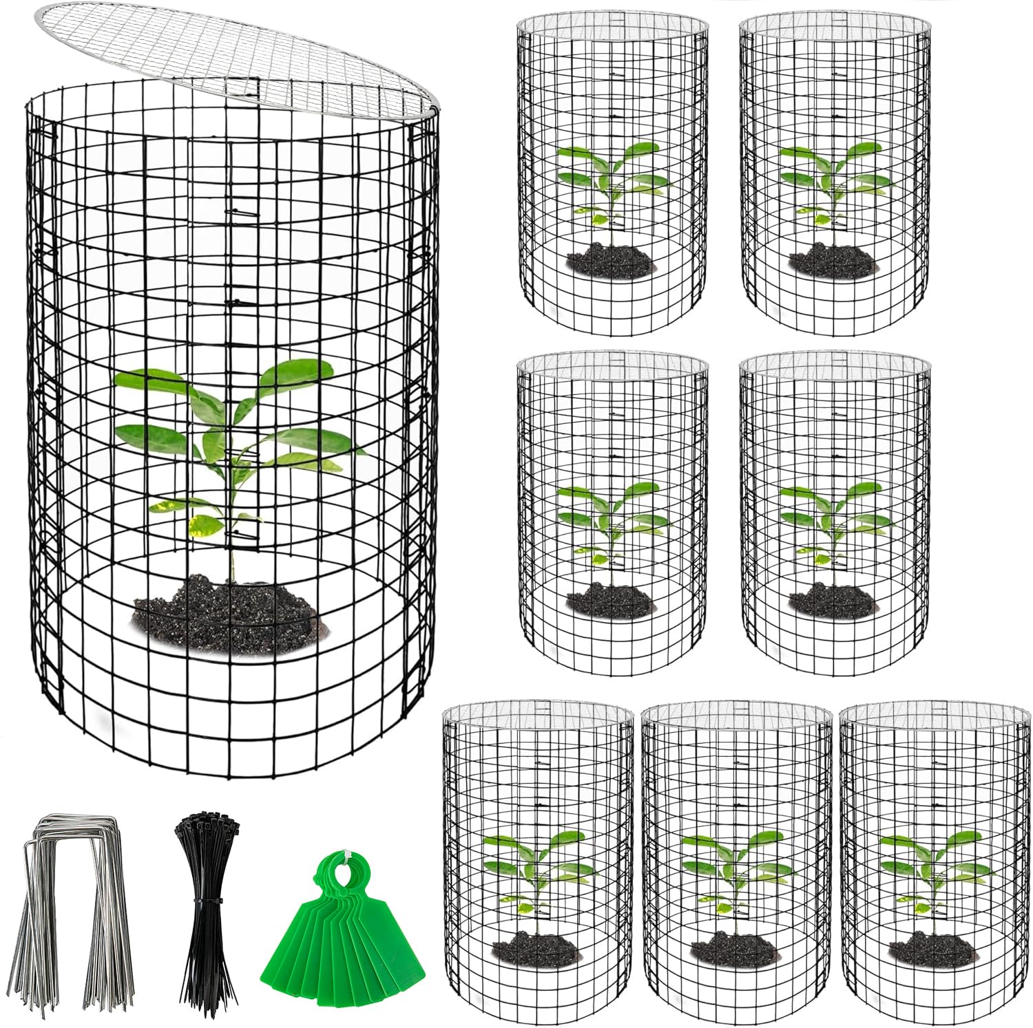 Adnee 8 Pack Wire Plant Protector set with covers