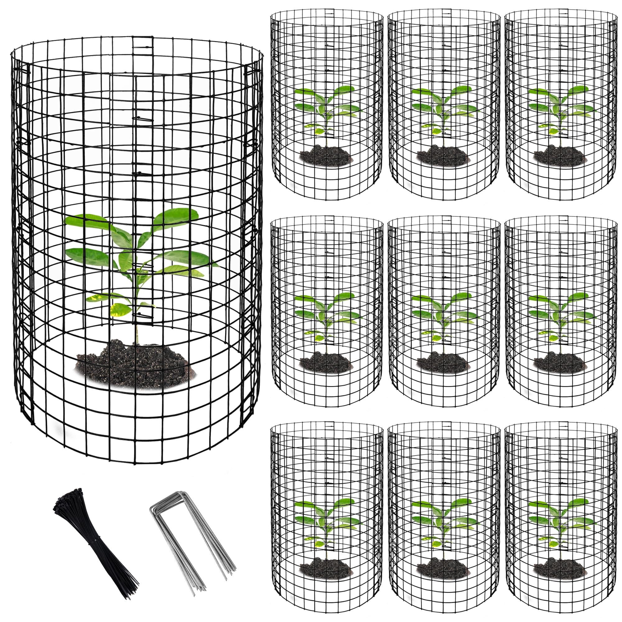 Adnee Wire Plant Protector Set, 10 Pack with metal mesh panels