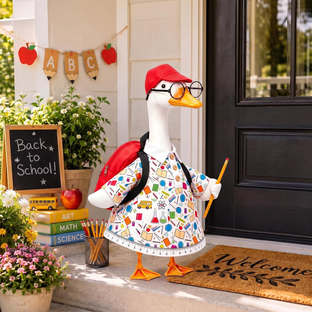 Adorable goose costume with notebooks and rulers design