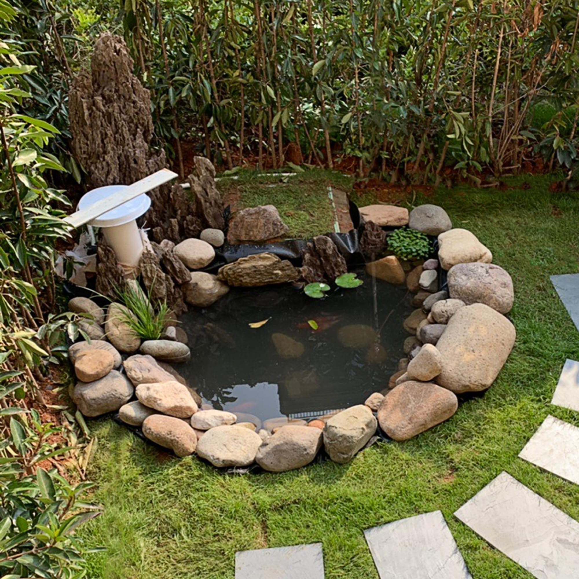 Adroiteet pond liner installation in progress