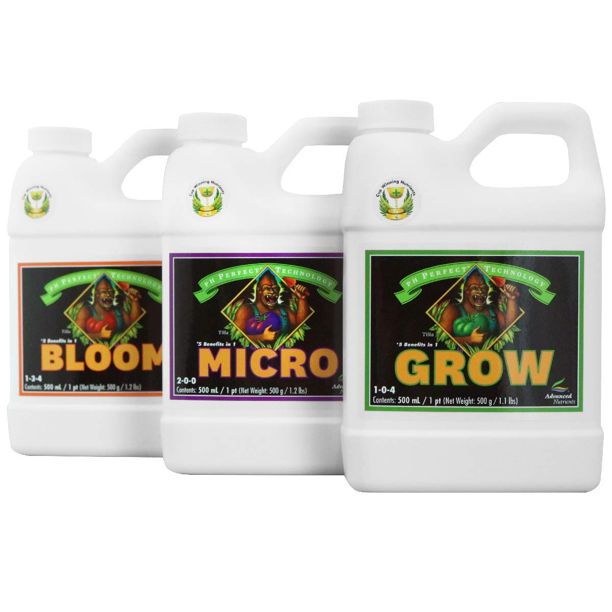 Advanced Nutrients Fertilizer Bundle with liquid nutrients in 500ml bottles