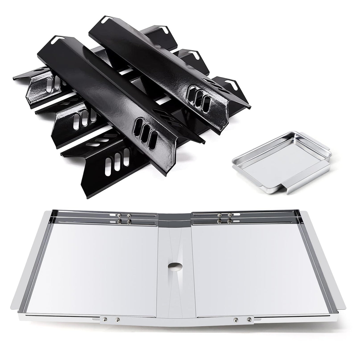 Adviace grill replacement parts kit including drip pan and heat shields