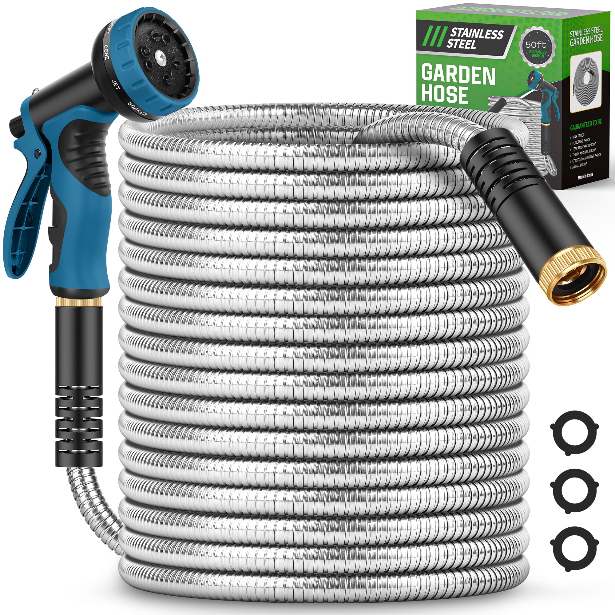 Advinski 50FT Metal Garden Hose front view