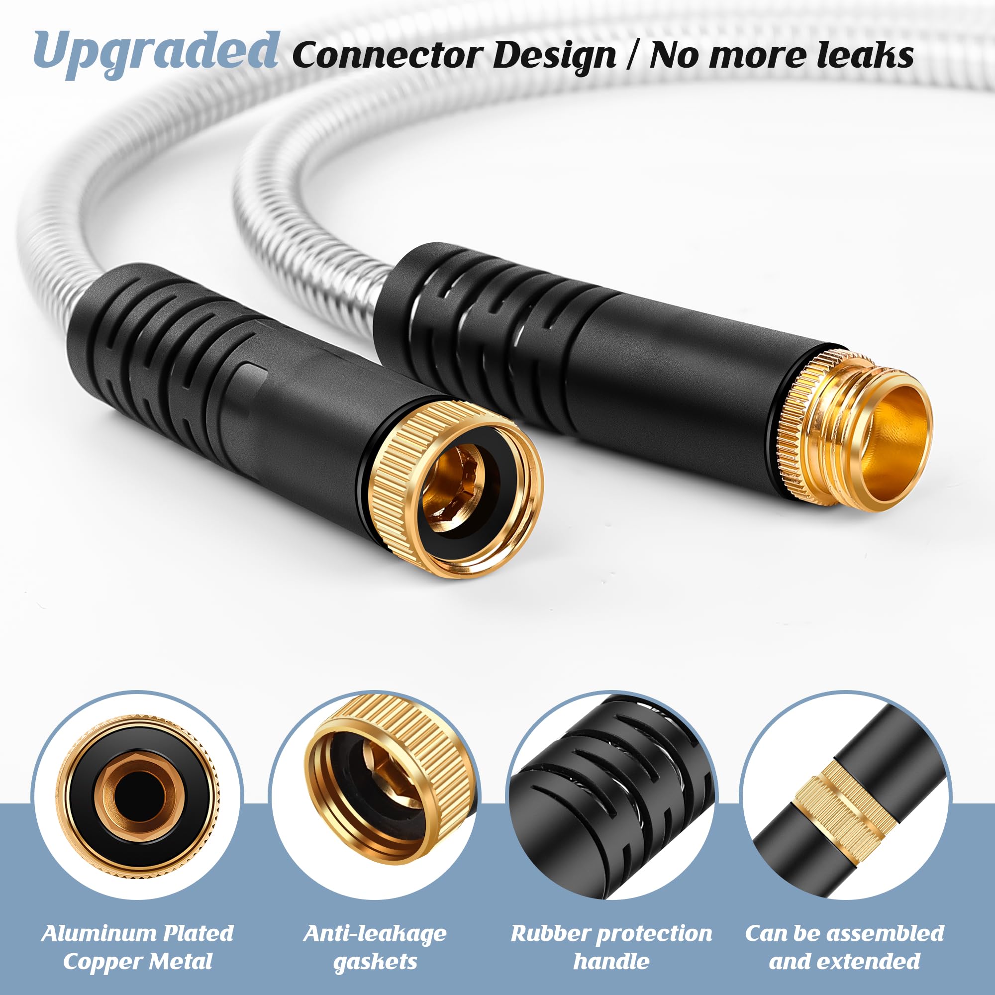 Advinski metal garden hose coiled for easy storage