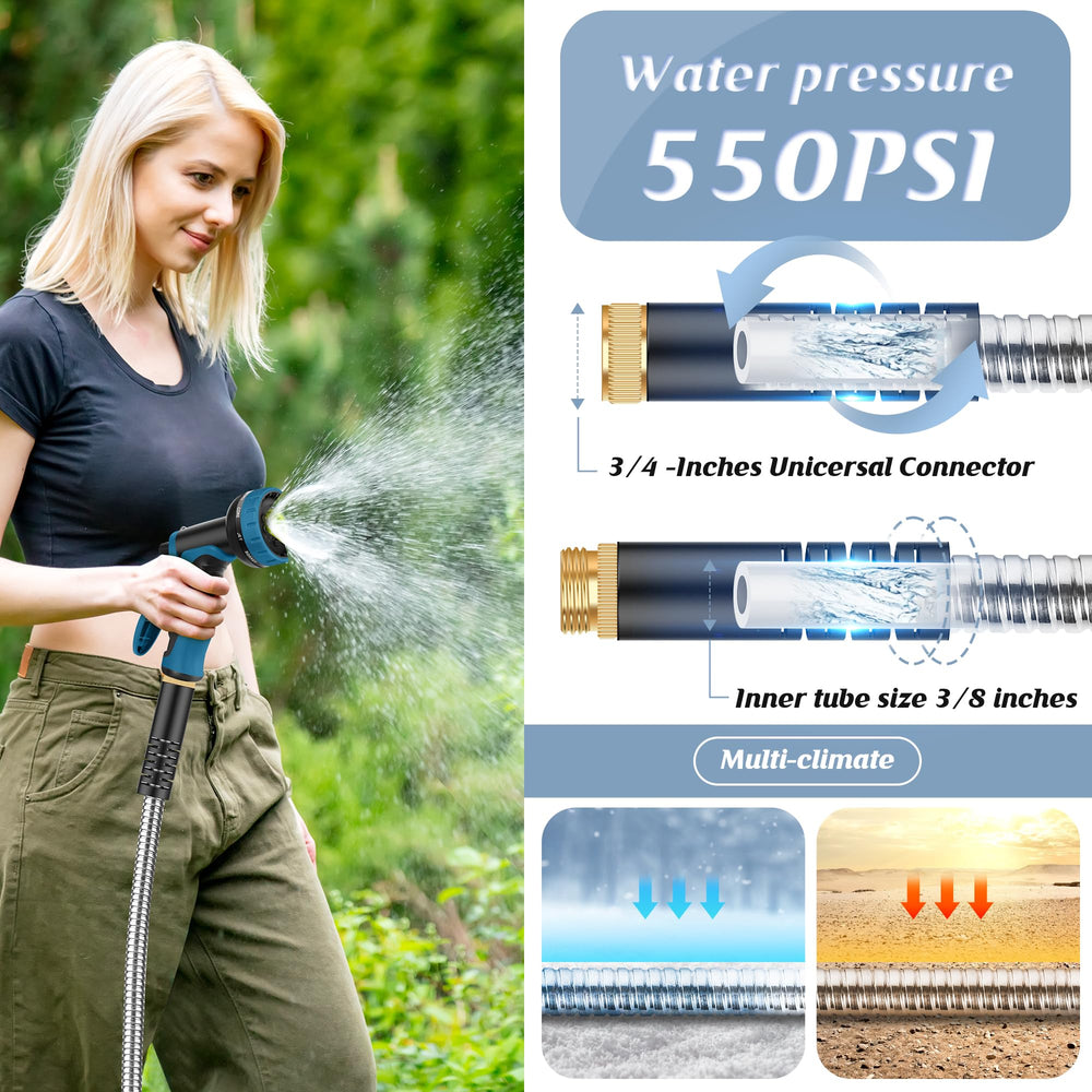 Advinski metal garden hose with leak-proof rubber gaskets