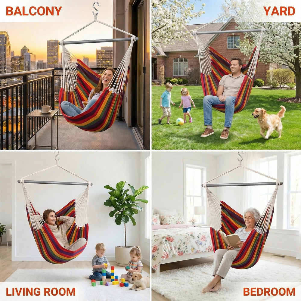 ADVOKAIR Hammock Chair Swing adjustable strap and steel bar