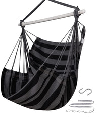 ADVOKAIR Hammock Chair Swing Black and Grey front view