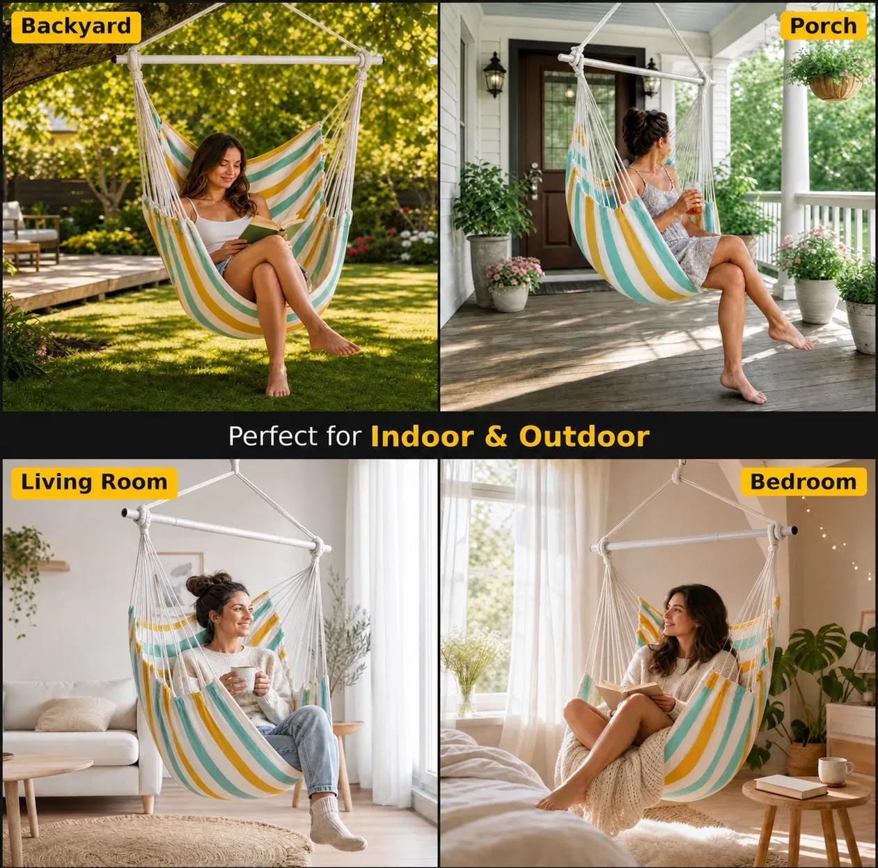 ADVOKAIR Hammock Chair Swing compact design for small spaces