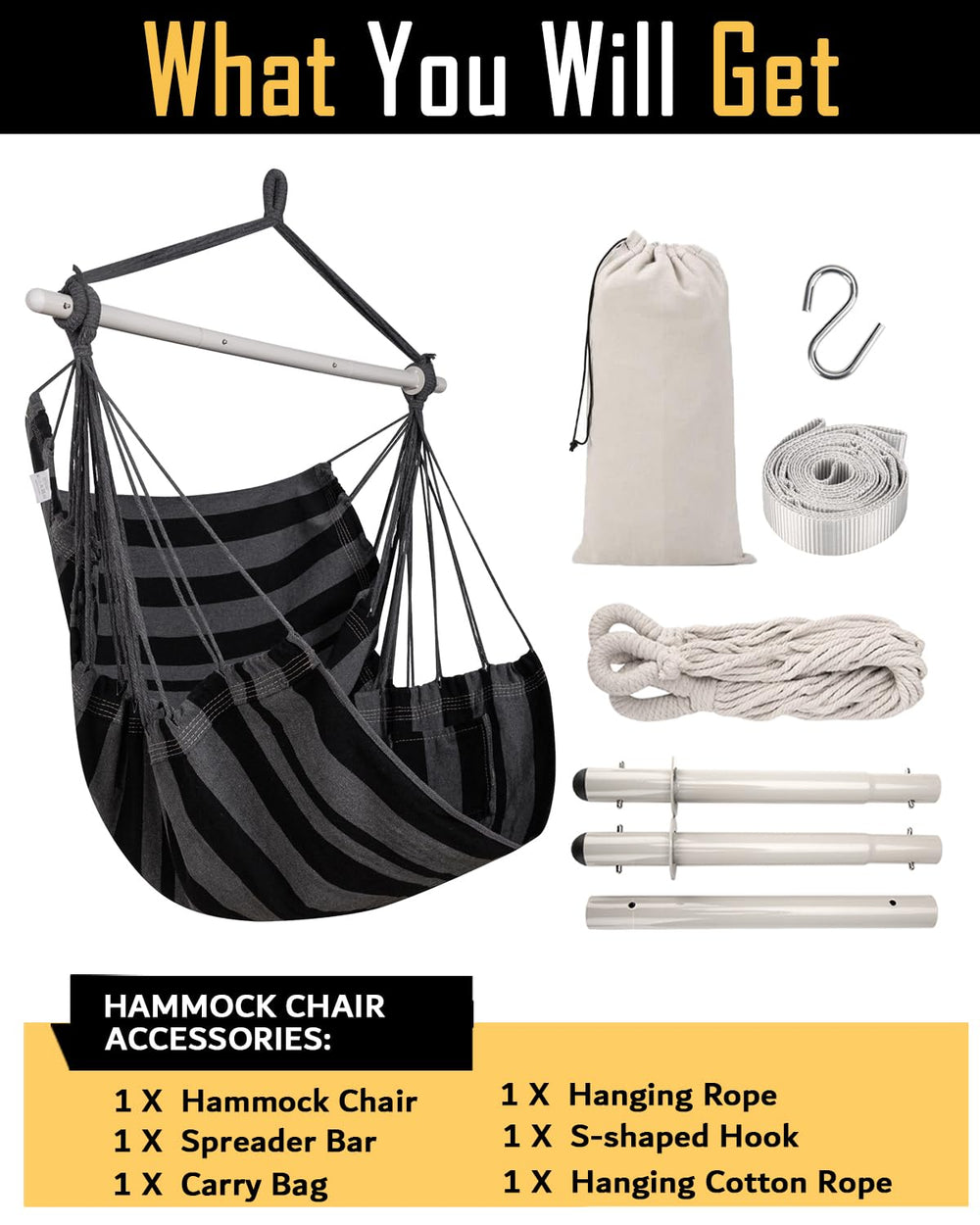 ADVOKAIR Hammock Chair Swing folded up for travel
