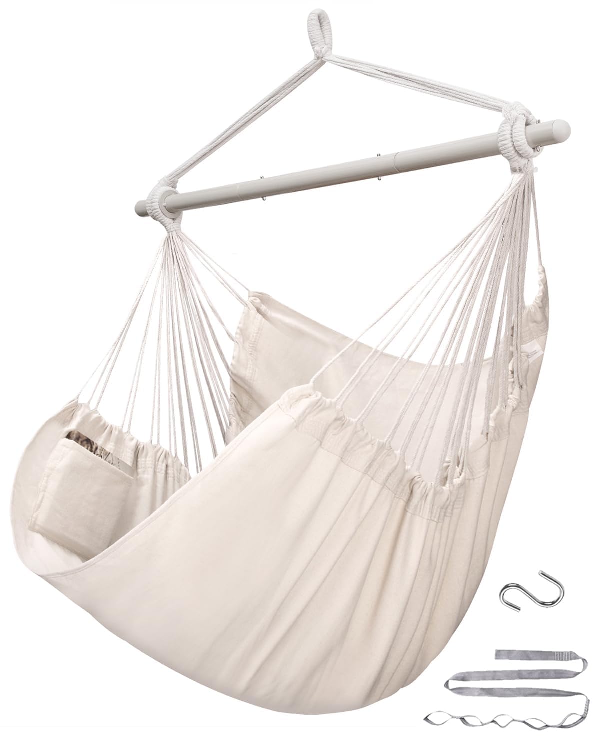 ADVOKAIR Hammock Chair Swing front view in beige