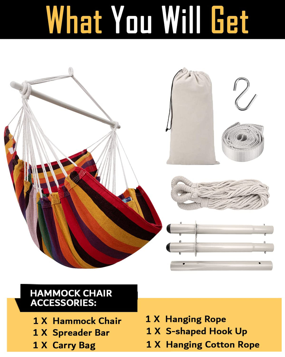 ADVOKAIR Hammock Chair Swing showing integrated side pocket