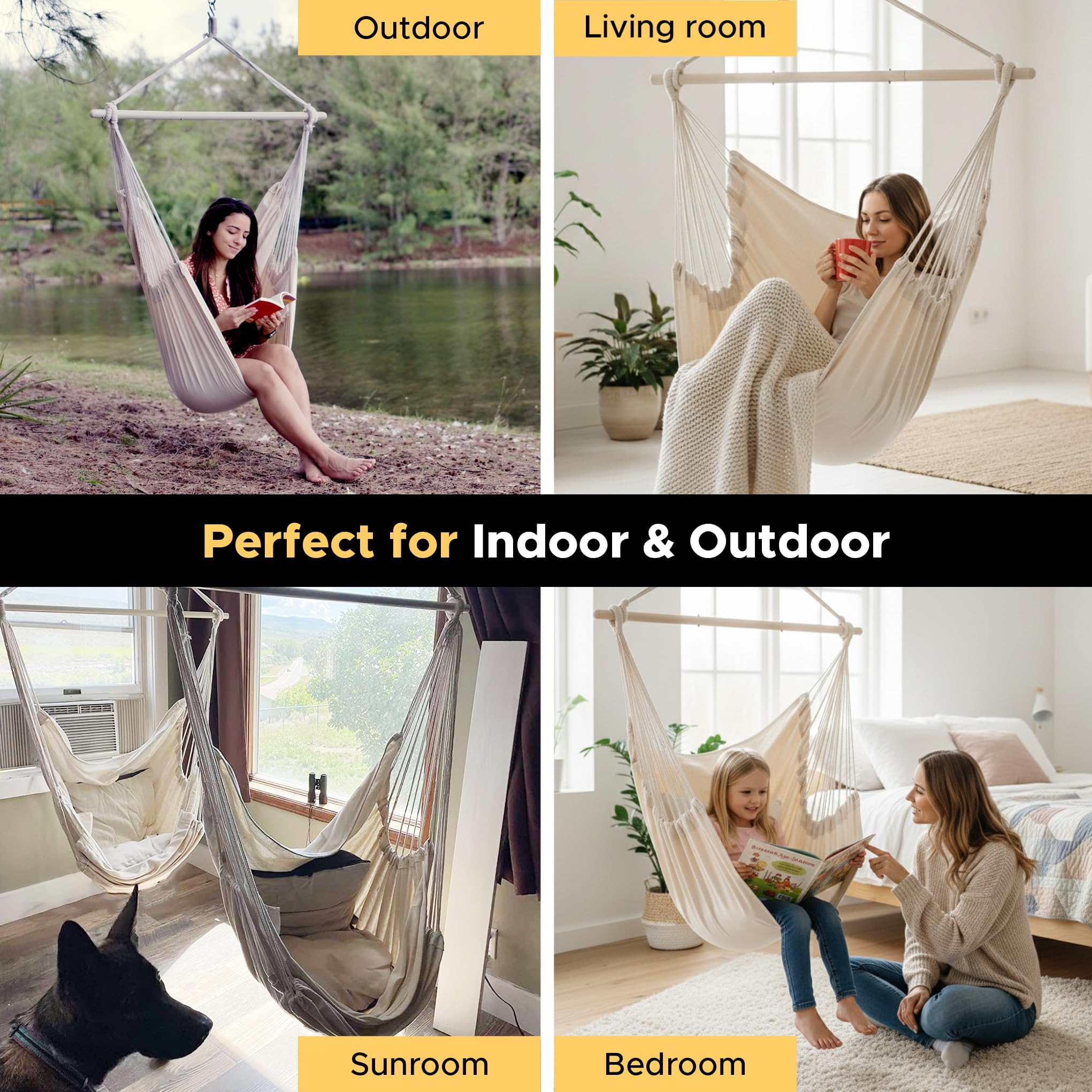 ADVOKAIR Hammock Chair Swing showing side pocket detail