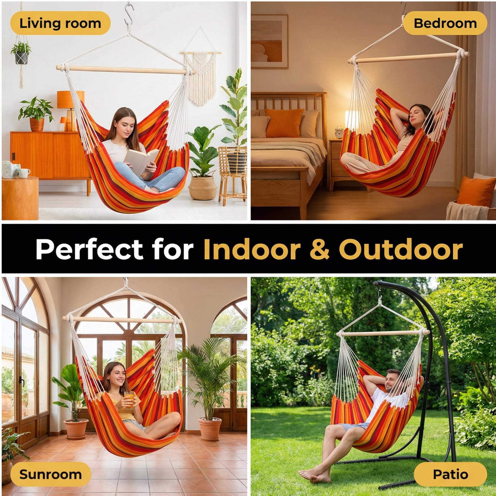 ADVOKAIR Hammock Chair Swing showing side pocket for essentials
